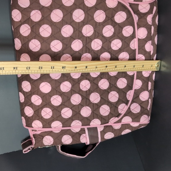 Belvah Beauty and Quality Pink/Brown Polkadot Quilted Tote Bag/Messenger Bag. - Picture 14 of 15